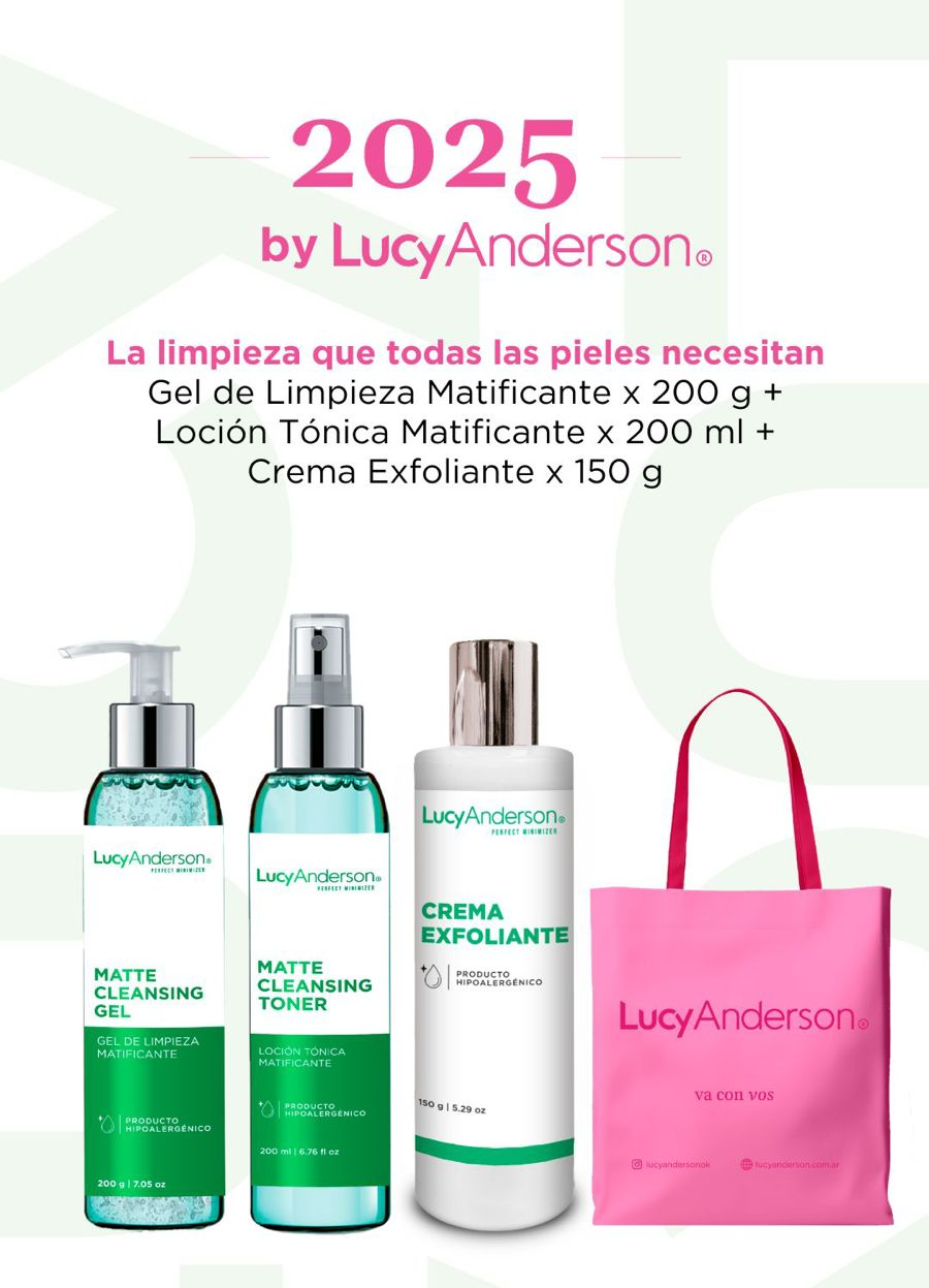 LUCY ANDERSON SET LIMPIEZA PROFUNDA - GEL, LOCION TONICA Y CREMA EXFOLIANTE